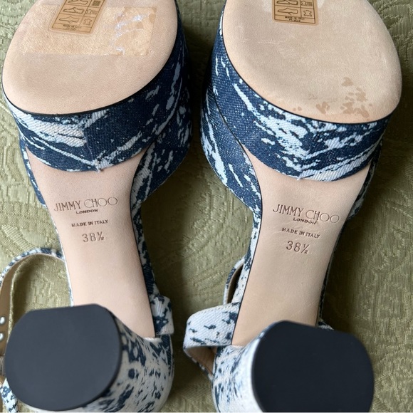NWT Jimmy Choo Peachy 105 Bleached Denim Size 38.5 - Picture 12 of 15